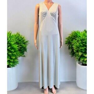 VTG Glam Disco Dress Maxi V Neck Fairy Angel Pastel Blue 60s 70s Union Made 12